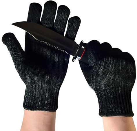 SYHSYC Arbeitshandschuhe für Herren Schnittschutzhandschuhe Kettenhandschuh für Gartenarbeit Küche und Anwendungen Rutschfeste Reißfeste Security Handschuhe Schwarze Perfekte Schnittschutzlösung