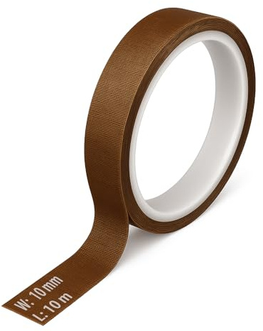 VANSUKY PTFE Nastro adesivo in teflon, 10 mm x 10 m, autoadesivo antiaderente per la casa, stampante 3D e macchina sottovuoto (10 mm)
