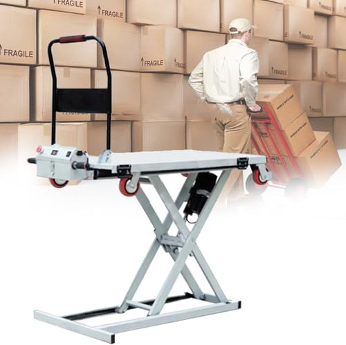 Tavolo elevatore elettrico idraulico a forbice, design a 4 ruote, capacità 300 kg, ideale per il trasporto e il carico di materiali, attrezzature per carrelli elevatori pesanti