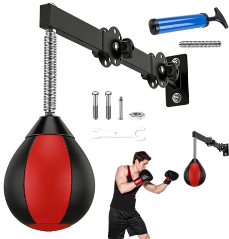 Speed Punching Ball - Réglable en hauteur et pliable - Avec suspension - Appareil d'entraînement pour réflexes - Sac de frappe autonome - Sac de frappe suspendu pour l'entraînement à la maison et la