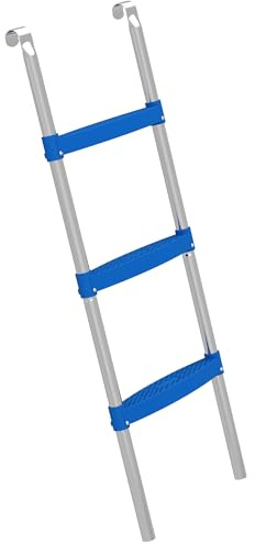 SPORTNOW Trampoline Ladder, 3-Steps with Horizontal Wide Steps, Universal Hook, Galvanised Steel Frame, 150kg Load Capacity, Outdoor Trampoline Stairs Accessories for Adults, Blue