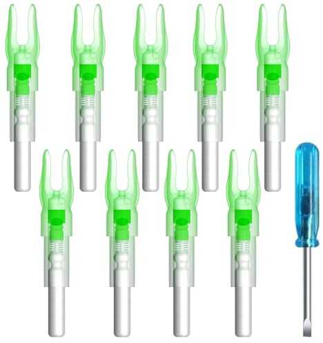 Lzwow 9PCS S Lighted Nocks for Arrows with .244 Inside Diameter Automatic Compound Bow Arrow Nocks for Hunting Shooting