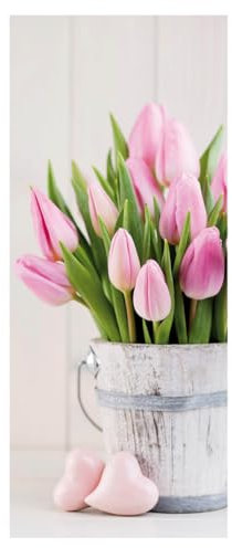 Deco Woerner Textilbanner rosa Tulpenstrauß 75 x 180 cm mit Hohlsaum schwer entflammbar UV-beständig