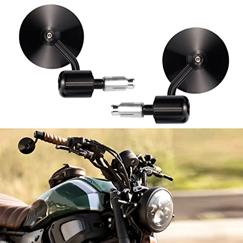 LOKLISUM Specchietti Moto Manubrio 7/8 Specchietti Retrovisori Bar End CNC Universali il giro Specchietti Laterali Moto Compatibile per Cruiser Scooter Bobber Chopper Sport Bike Dirt Bike