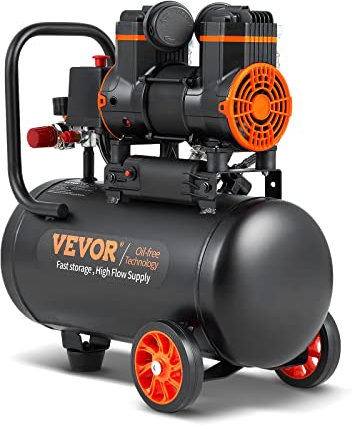 VEVOR Compresor de Aire Silencioso de 18L Compresor de Aire sin Aceite 900W 1,2CV Presión Máxima de 3,5Mpa Motor sin Aceite 70dB para Reparación de Automóviles Inflado de Neumáticos Pintura a Pistola