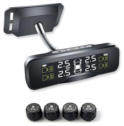 Sistemi di monitoraggio del sensore di pressione dei pneumatici Regolazione dell'angolo libero con display LCD TPMS Rilevatore di pressione universale per auto Monitor in tempo reale con valvola ester