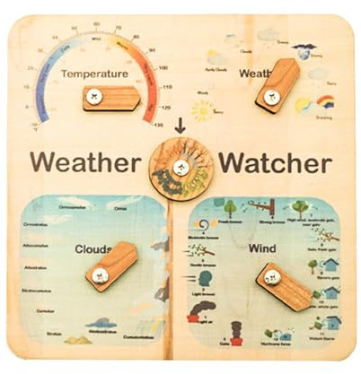 Hugsweet Wooden Weather Board - Educational Weather Station Board - Daily Weather Changes Cognitive Board Teaching Toy, Preschool Learning Toy for Girls Boys