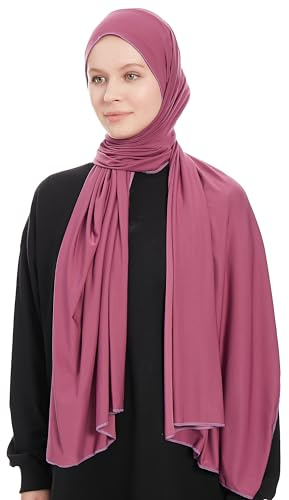 Hijab Jersey Mujer Púrpura, Bufanda de Hiyab de Jersey, Pañuelo Musulmán Moderno, Bufandas de Hiyabs Elásticos para Mujeres, Diseño de Pañuelo Islámico Estilizado y Cómodo, Velo Islámico (Púrpura)