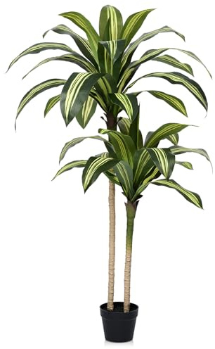 VeriNatural Artificial Dracaena Plants Tree Indoor - 120cm Tall Large Fake Faux Decorative Tree with UV-Resistant - Plastic Plant in Pot Decor for Home Outdoor House Living Room Office Porch,VN123