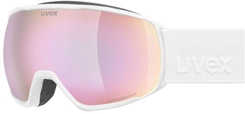uvex victorious FM - stylische, verspiegelte Skibrille mit Anti-Fog-Beschichtung für Damen und Herren - white matt/rose-clear - one size