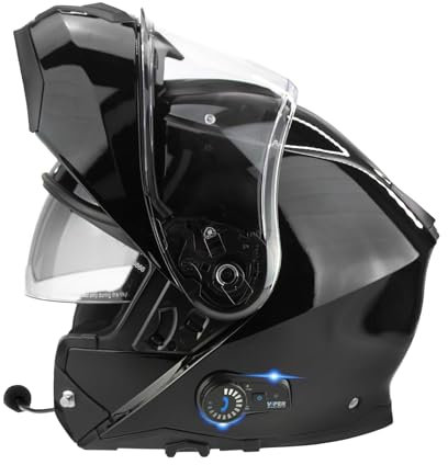 VPR RSV191 Flip-up Motorcycle Bluetooth Helmet - Double Visor Motorbike Helmets With Microphone Dual Speaker for Hands & Noise Free Automatic Answering 22.06 ECE/ACU Gold Approved With Pinlock 30