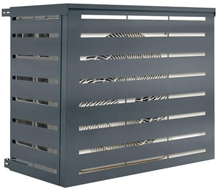 IDMarket - Cache climatiseur en métal Gris Anthracite Protection unité extérieur 95 x 50 x 80 CM