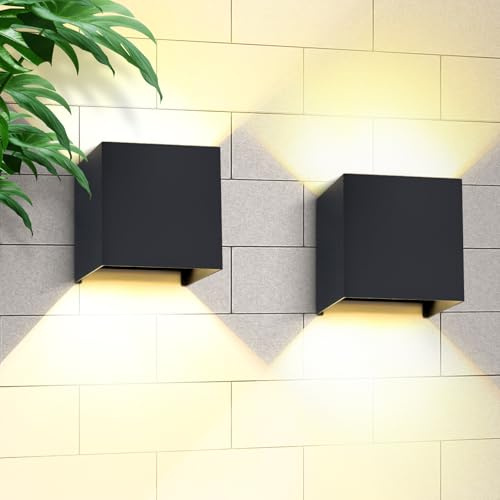 CANMEIJIA Aplique pared Exterior 9W 3000K G9 IP65 Lampara de pared Interior Exterior Luz Cálida Ángulo ajustable Lámpara Pared Blanco para Porche Salón Dormitorio 2p