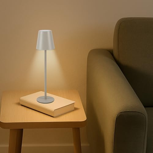 BEPER P207ILI205 Lámpara de mesa recargable, luz LED inalámbrica, intensidad ajustable, USB incluido - Portátil para escritorio, mesilla de noche o exterior