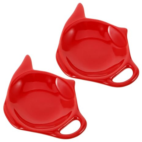 QUMIIRITY Porta Bustine Di Tè in Ceramica Rossa Natalizia 2 Pezzi Piattini Per Bustine Di Tè Da Cucina Riutilizzabili Vassoio Decorativo e Uso Domestico