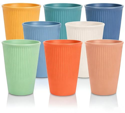 Tlczrva 8er pack 12oz/355 ml plastik becher, trinkbecher für Saft, Milch, Limonade, Kaffee, leicht zu reinigen und wiederverwendbar, Spülmaschinenfeste kinderbecher
