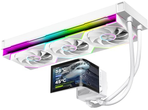 Jungle Leopard Chill Arc 360 mm AIO roterbar 6,67 tum AMOLED böjd skärm 3D anamorf effekt justerbar AIO vattenkylning 360 mm, 320 w TDP, för Intel LGA 1851/1700 AMD AM5/AM4 (WH)