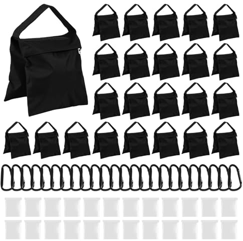 Cskunxia 24 Sandbags Weight Bags for Photography Equipments, Photography Sand Weight Bags, Heavy Duty Sandbags for Backdrop Stand, Outdoor Canopy, Photo Tripod,Pop up Tent, Umbrella Base (Black)