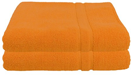 Julie Julsen 2er Pack 60 x 100 cm Handtuch Premium Qualität 900 gm2 aktuellen Farben und 3 Größen aus Baumwolle Design Doppel Rahmen Orange