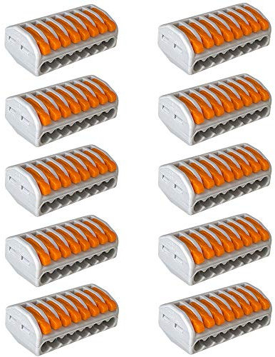 QitinDasen 10Pcs Premium PCT-218 Levier-Ecrou Fil Connecteur Set, 8 Ports Conducteur Compact Fil Connecteurs, Compact Connecteur Ressort Bornier