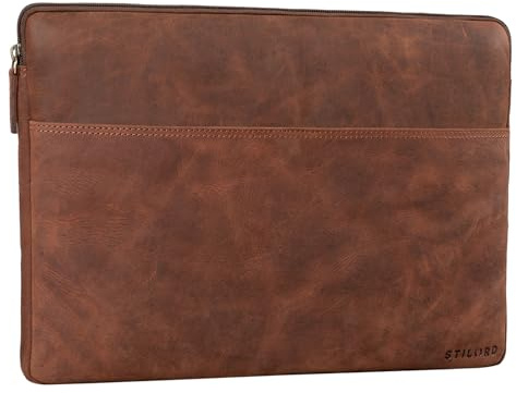 STILORD Murphy Pochette Ordinateur 15,6 Pouces Cuir Housse pour MacBook 16 Pouces et Laptop 15 Pouces Vintage Organiseur de Documents Sleeve Organizer Couleur:Veleta - Marron
