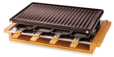 LITTLE BALANCE 8501 Premium Bambú 8, Raclette Grill 8 personas, Revestimiento antiadherente, 1200 W, Bambú auténtico