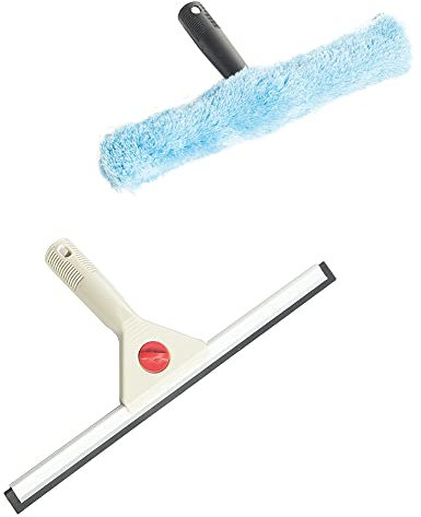 Taxon Kit vello per vetri professionale completo cm. 35 + tergivetro professionale cm. 35, Argento;blu