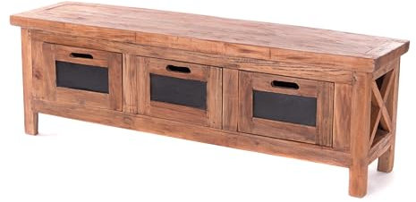 DESIGN DELIGHTS KOMMODE Letra | Mahagoni Holz, 120 cm, 3 Schubladen | Lowboard mit Tafel, Holz Bettbank, Anrichte, Sideboard, Flurkommode