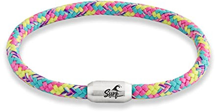 Paris Montana Paracord surfararmband | flätat armband av sjömansgarn | maritim och vattentät | 6 mm Ø | Surfargravyr | Handgjord | Kvinnor och män | segelrep, 19 cm - 24 cm, Segelrep
