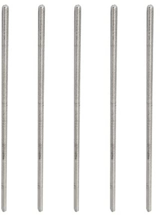 Rebower Totalmente Roscado Varilla 304 Inoxidable Acero Perno Prisionero Barra, [para Colgador U Pernos] - M5 x 190mm Macho Roscado/Plateado/Paquetes de 5