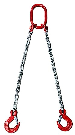 Chain Sling 1/4Inch X 5 Ft 4410lb Double Leg with Sling Hooks and Adjusters Grade 80Alloy Steel Engine Chain Hoist Lifts【2Leg 2Ton】