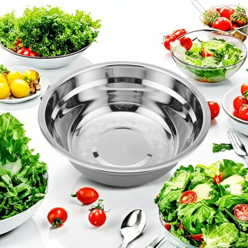 Bol Mélangeur En Acier Inoxydable Pour la Préparation De Salades à Usage Intensif Bassin épais De 26 Cm Avec Profondeur Améliorée, Finition Miroir Accessoire De Cuisine Idéal Pour les Chefs Et les Ama