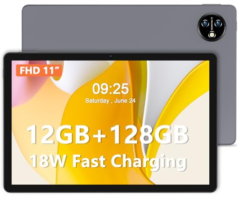 PRITOM 11 inch Android Tablets, 4G Phone Tablet, 12GB,128 GB ROM, 1024GB Expanded, 8000mAh, Octa-Core, FHD, 8.0 MP+13.0 MP Rear Camera, Wi-Fi, Bluetooth, Tablet PC(Gray) with protective Case