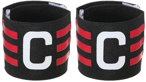 PATIKIL Captain Armband, 2 Pack Adjustable Elastic Soccer Captain's Arm Band for Outdoor Football Training Team, Black Rose Red