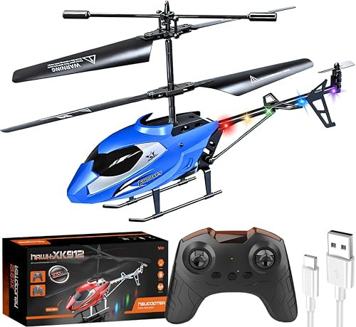 SGM XK912 RC Helicopter | 3.5CH Mini RC Helicopter with Gyro | Altitude Hold Aircraft | USB TYPE C Charging | RC AIrcraft with LED Light For kids age 3+ (Blue)