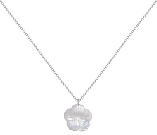 LES POULETTES BIJOUX - Collier Argent 925 Fleur de Nacre Ivoire - taille 45 cm