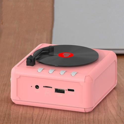Radio FM portable intégrée rétro lecteur CD haut-parleur Bluetooth 118 x 118 x 65 mm, portable, pour la maison (rose)