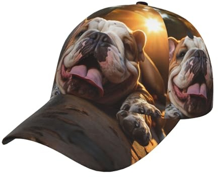 XTYGETY Rolig engelsk bulldogg tryck baseballkeps för män sol topphatt andas personlig justerbar lastbilskepsar ledig svart, Svart, one size
