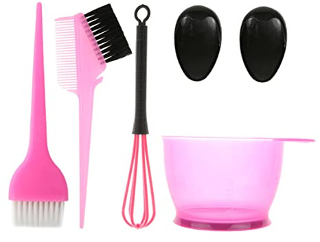 VALICLUD Hair Dyeing Kits 5pcs Hair Coloring Tools Set Pink Mixing Bowl Brush Comb Earmuffs for Home Salon School Use