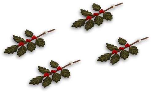 Gry & Sif Handgemacht & Fairtrade-Zertifiziert | Stilvolles dänisches Design X Nepali Kunsthandwerker | Mini-Zweig Stechpalme – 4er Set