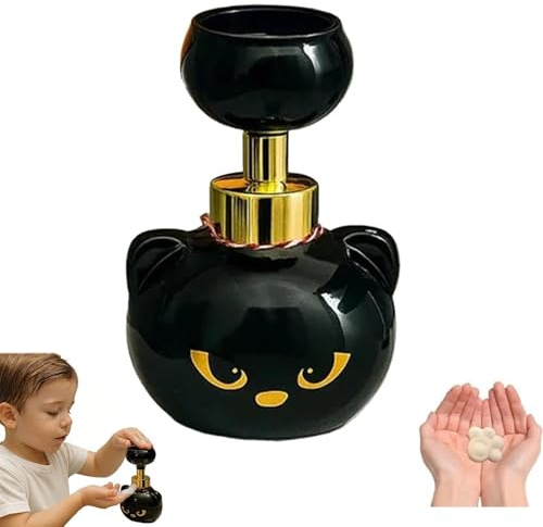 Cute Cat Paw Foam Soap Dispenser, Cat Pawprint Soap, Cats Soaps Dispenser Creates Paw-Shaped Bubbles, Foaming Hand Dispensers, Cats Pawprint Soaps Pump Bottle, Black Foaming Pump Bottle (1)