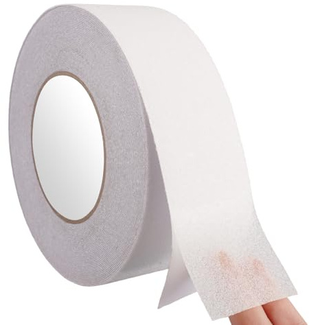 Trasparente Nastro Antiscivolo, 5 cm × 15 m Strisce Antiscivolo per Scale Interne e Esterne, Strisce Tappetini Autoadesivi per Gradini, Nastro di Sicurezza per Bambini, Anziani e Animali Domestici