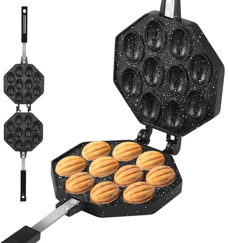 Walnut Cookie Mold Maker,Aluminum Alloy Walnut Cookie Presses with Detachable Handle,10 Hole Oreshki Nut Mold Maker for Dessert Nuts Oreshki Molding Baking
