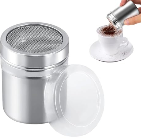 Spargitore per cacao – 16 stencil per caffè, per cappuccino, cacao, spargitore per farina con coperchio, spargicacao, per cioccolata calda