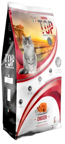 Pet's Garden Top Cats Chicken Crocchette per Gatti Gusto Pollo Alimento Cibo Secco Adatto al Mantenimento Gatti Adulti di Tutte le Razze Sacco da 3kg Prodotto Italiano