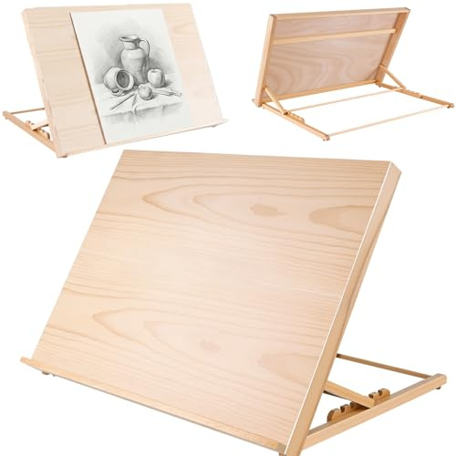 Chevalet de table A2 - Planche à dessin - 5 angles différents - Chevalet de travail - 65 x 51 cm - En bois de hêtre - Planche à esquisse pliable et portable - Pour peinture, art et artisanat