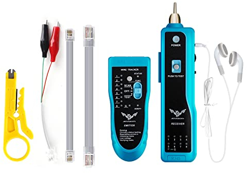 7 in 1 Network Cable Tester,Wire Tracker RJ45 RJ11 LAN Cable Toner Telephone Line Finder Cat5 Cat6 Ethernet Cable Tracer Kit Sensitivity-Adjust Continuity-Check for Cable Collation-No Battery
