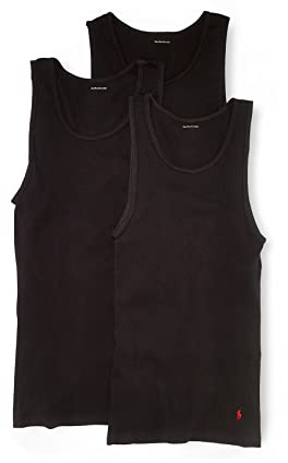 Polo Ralph Lauren Men's Classic Fit Cotton Tanks 3-Pack, Polo Black/Red, Large