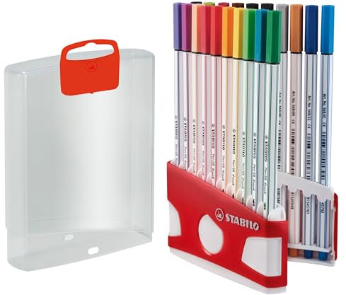 STABILO - Premium-Filzstift mit Pinselspitze für variable Strichstärken - Pen 68 brush ColorParade - 20er Tischset - 19