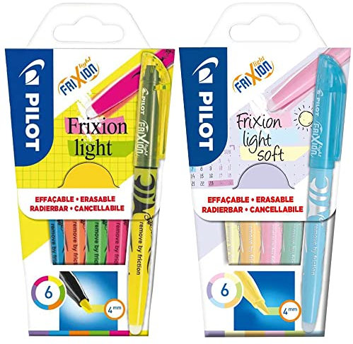 Pilot Pen FriXion Light, Radierbarer Textmarker (Pastell + Neon 12tlg. Set)